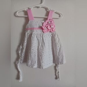 Bonnie Baby Pink and White Eyelet Dress